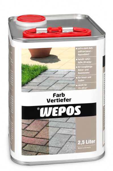 WEPOS Farbvertiefer 2,5 Liter | Steinimprägnierung & Schutz mit Nasseffekt für Naturstein