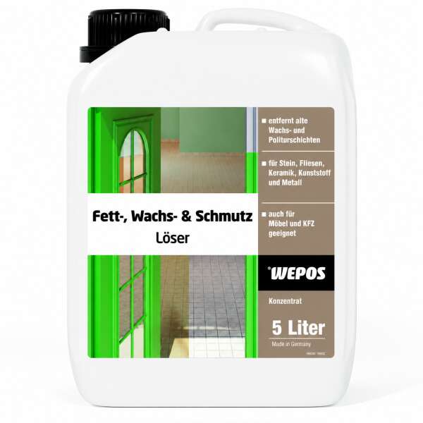 WEPOS Fett, Wachs & Schmutzlöser 5 Liter | Alkalischer Grundreiniger gegen Fett, Wachs & Ruß