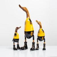 Handgefertigte Deko-Figur aus Holz "Ente-Sportler"